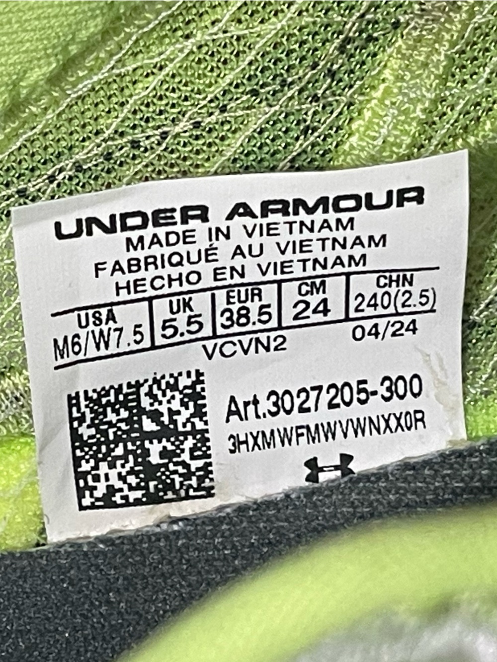 Under Armour Velociti Elite 2 - Unisex M6/W7.5 - Morph Green/Distant Grey - NIB - Picture 8 of 8